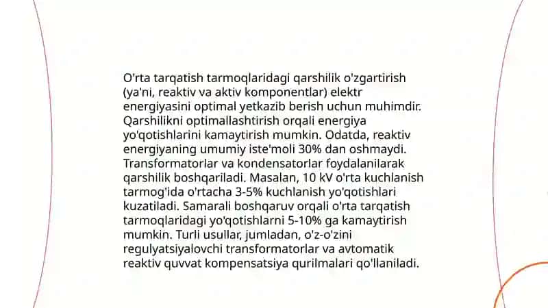 O'rta tarqatish tarmoqlarida qarshilik o'zgartirish 3