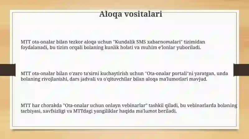 MTTning ota-onalar bilan olib boriladigan ishlari 3