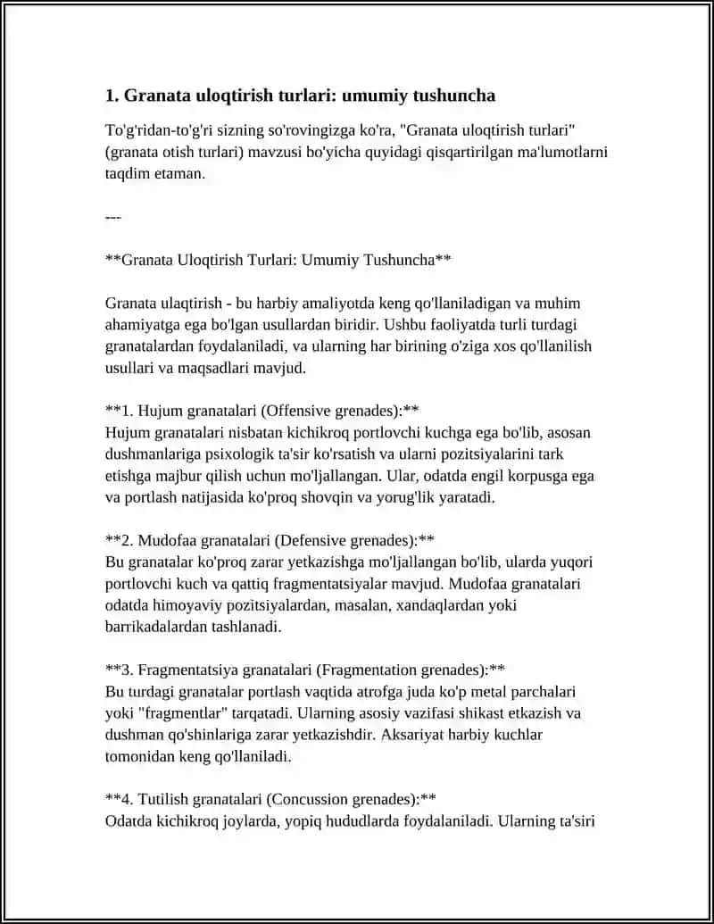 GRANATA ULOQTIRISH TURLARI TEXNIKASI 3