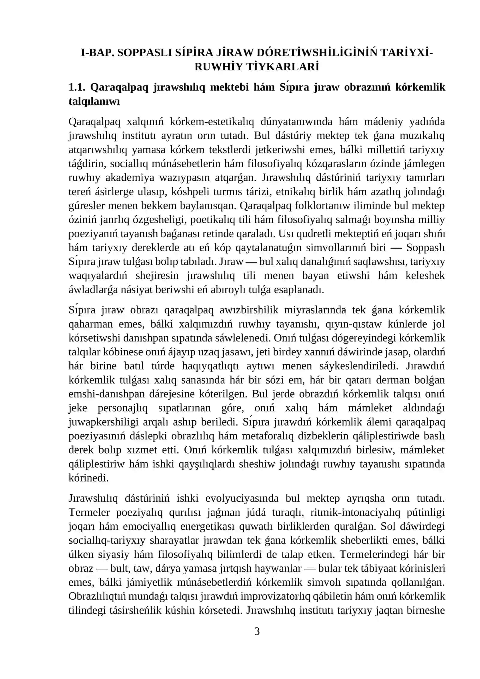 Soppaslı Sı́pıra jıraw termeleriniń kórkemlik ózgesheligi 3