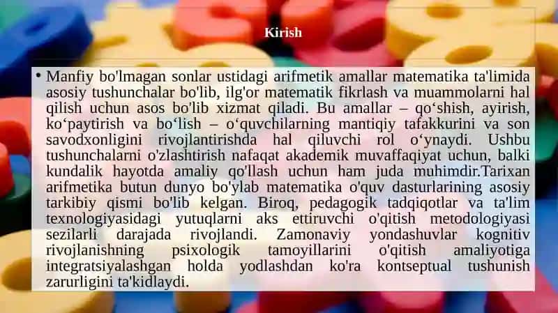 "Nomanfiy sonlar ustida arifmetik amallarni o'rgatish metodikasi" 3