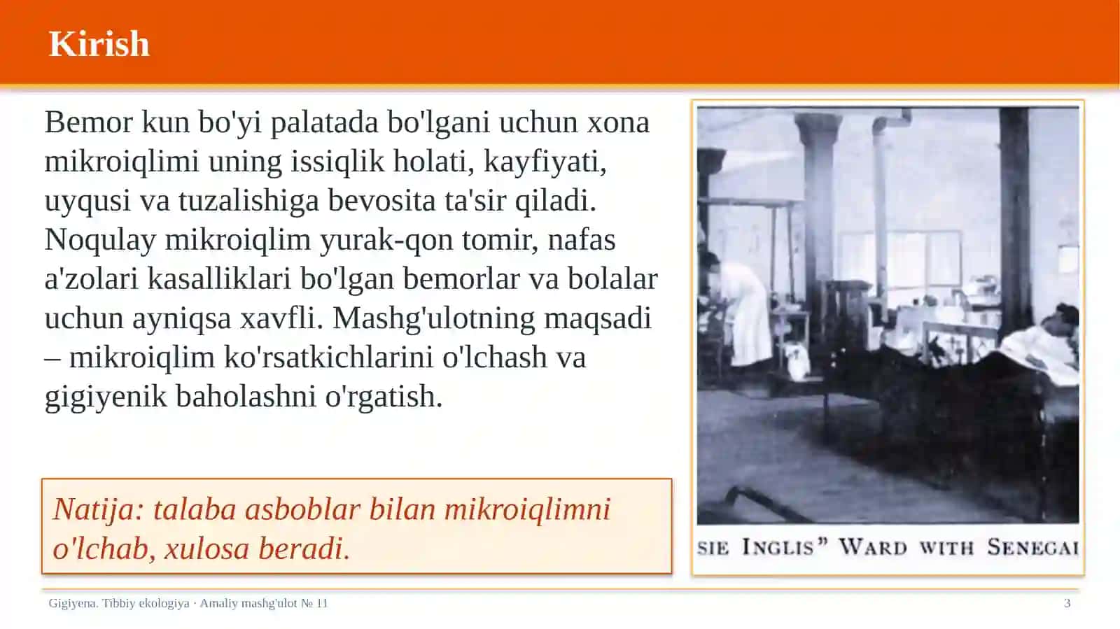 Gigiyena. Tibbiy ekologiya · Amaliy mashg'ulot № 11 3