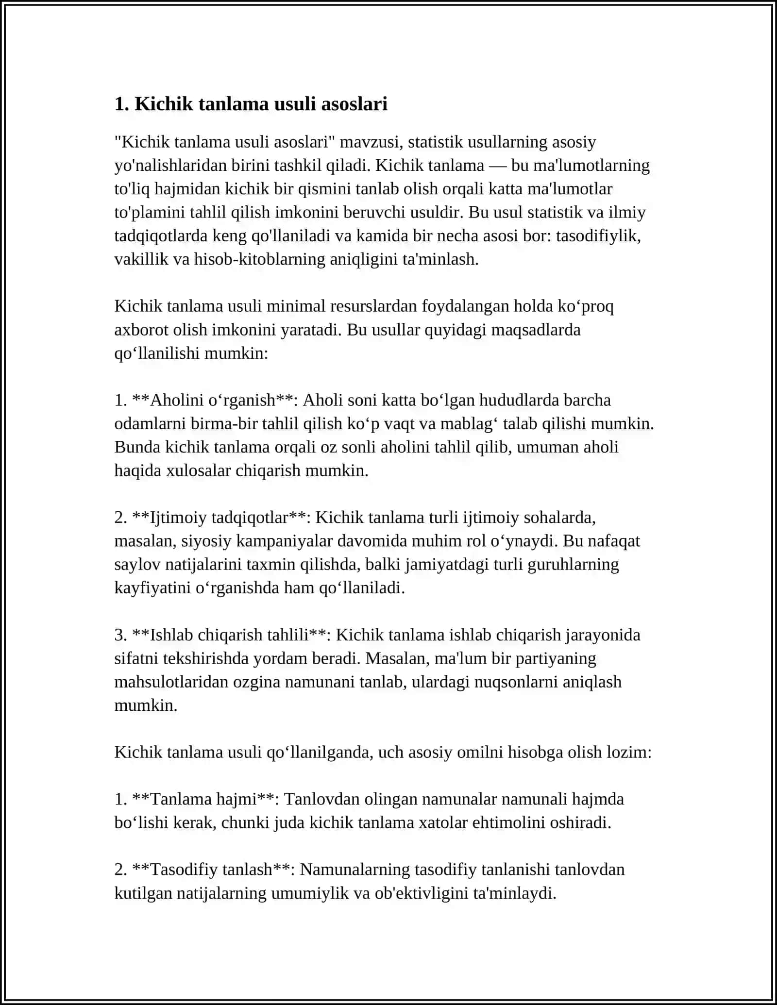 KICHIK TANLAMA USULIDAN FOYDALANIB KORRELYATSIYA KOEFSIYENTIKI HISOBLASH 3