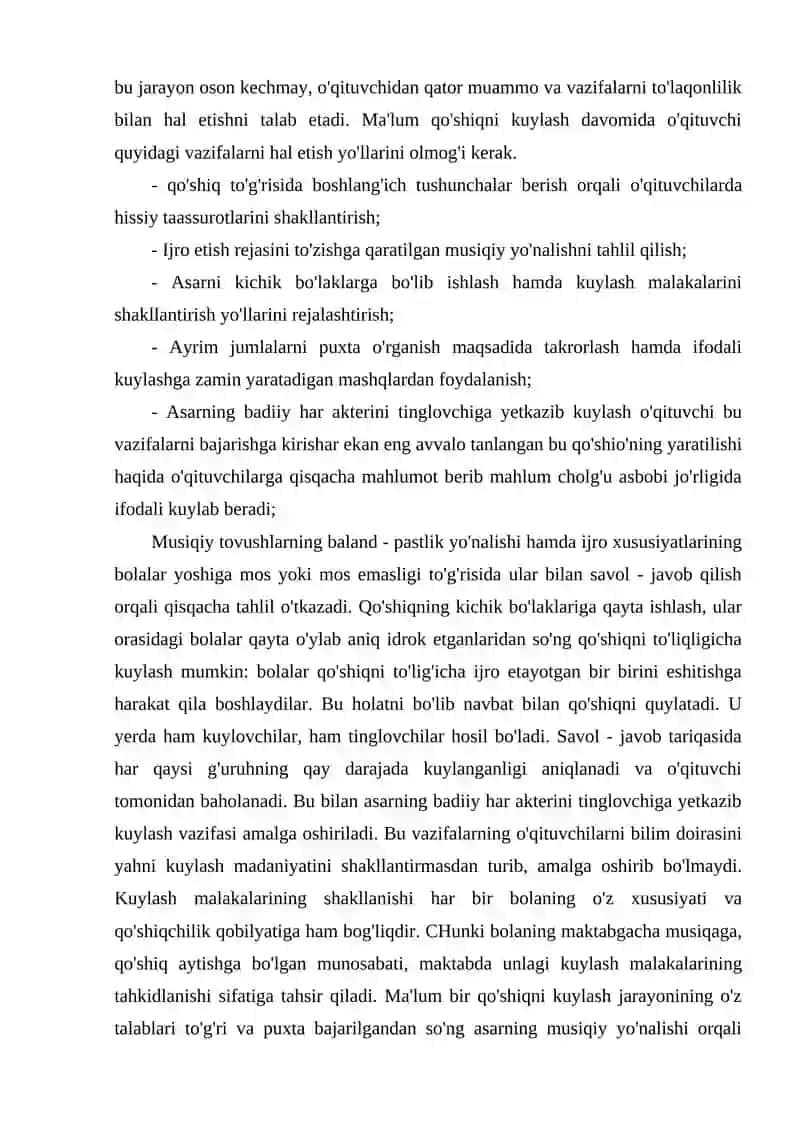 Bolalarda qo'shiq kuylash malakalarini shakillantirish bosqichlarini tasniflash 3