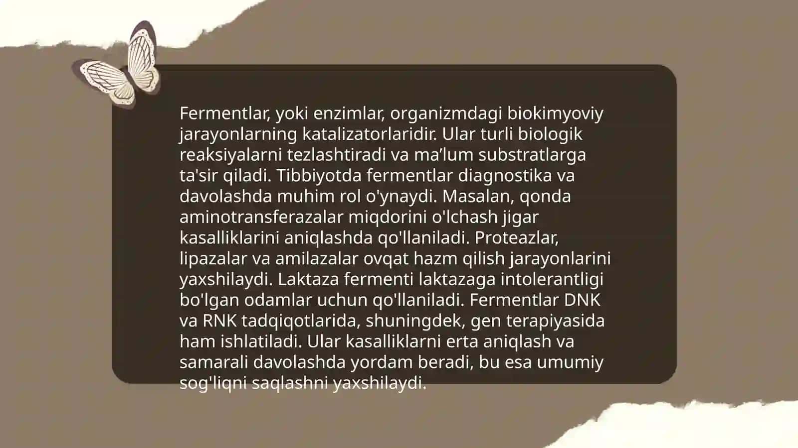Fermentlarning tibbiyotda qo'llanilishi 3