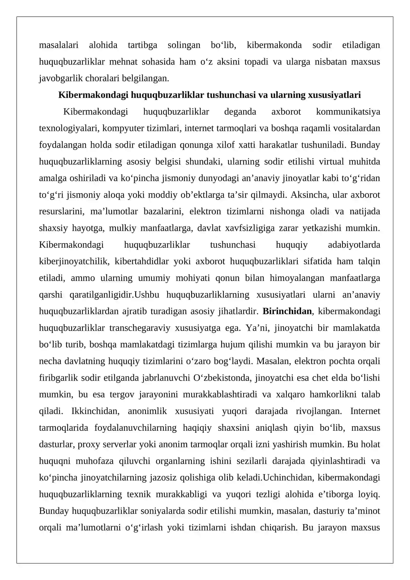 Kibermakondagi huquqbuzarliklar uchun javobgarlik va ularning huquqiy tabiati 3