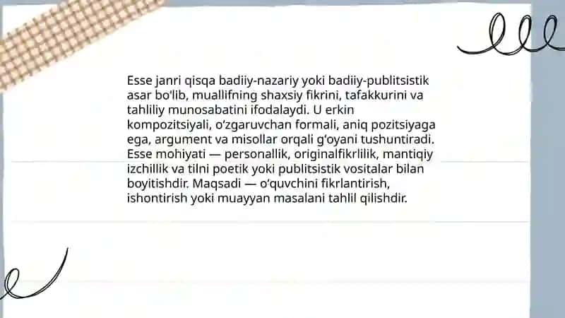 Esse janrining talablari va ta'rifi 3