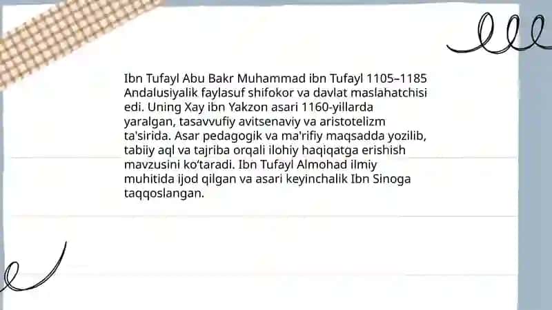 Ibn Tufayl va Ibn Sinoning “Xay ibn Yakzon o‘g‘li” risolasi 3