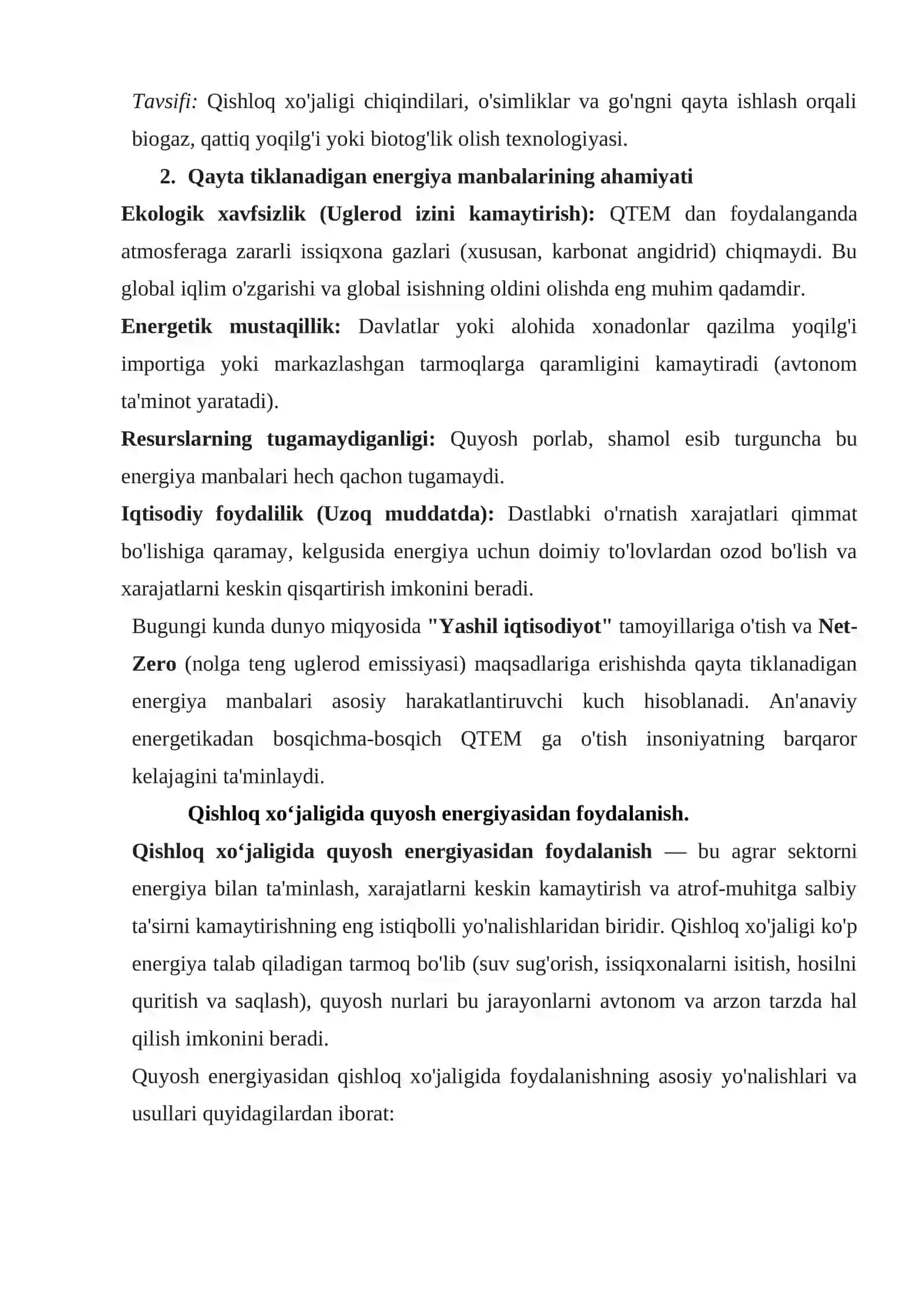 Qayta tiklanadigan energiya manbalaridan foydalanish 3