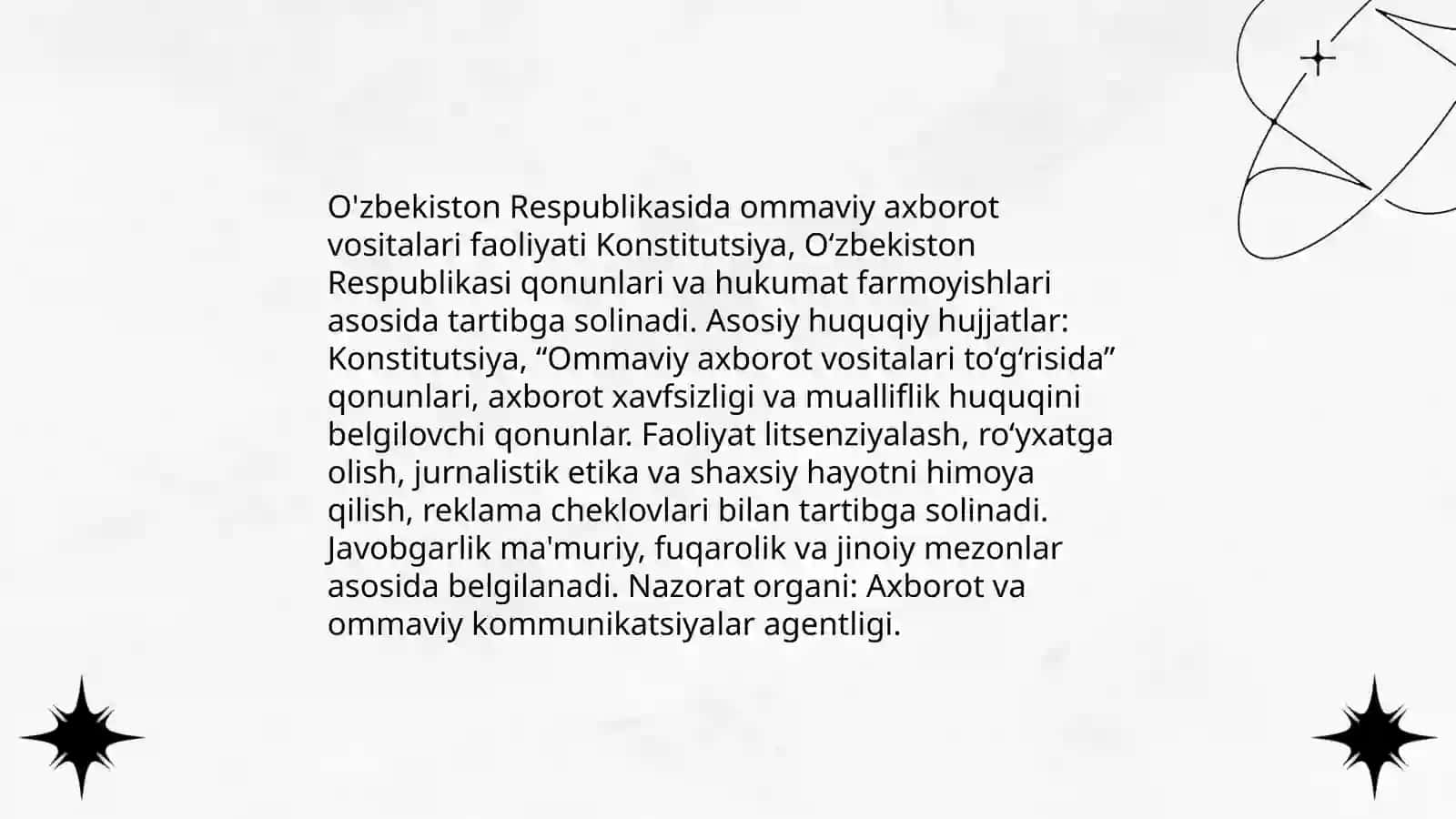 O'zbekiston Respublikasida Ommaviy Axborot Vositalari Faoliyati 3