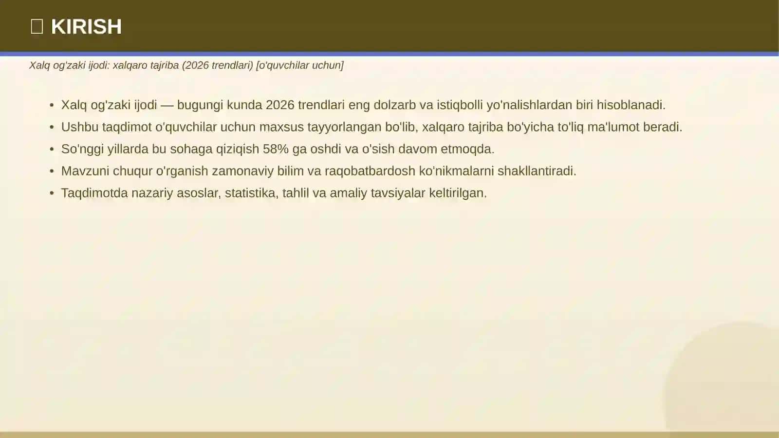 Xalq og'zaki ijodi: xalqaro tajriba 3