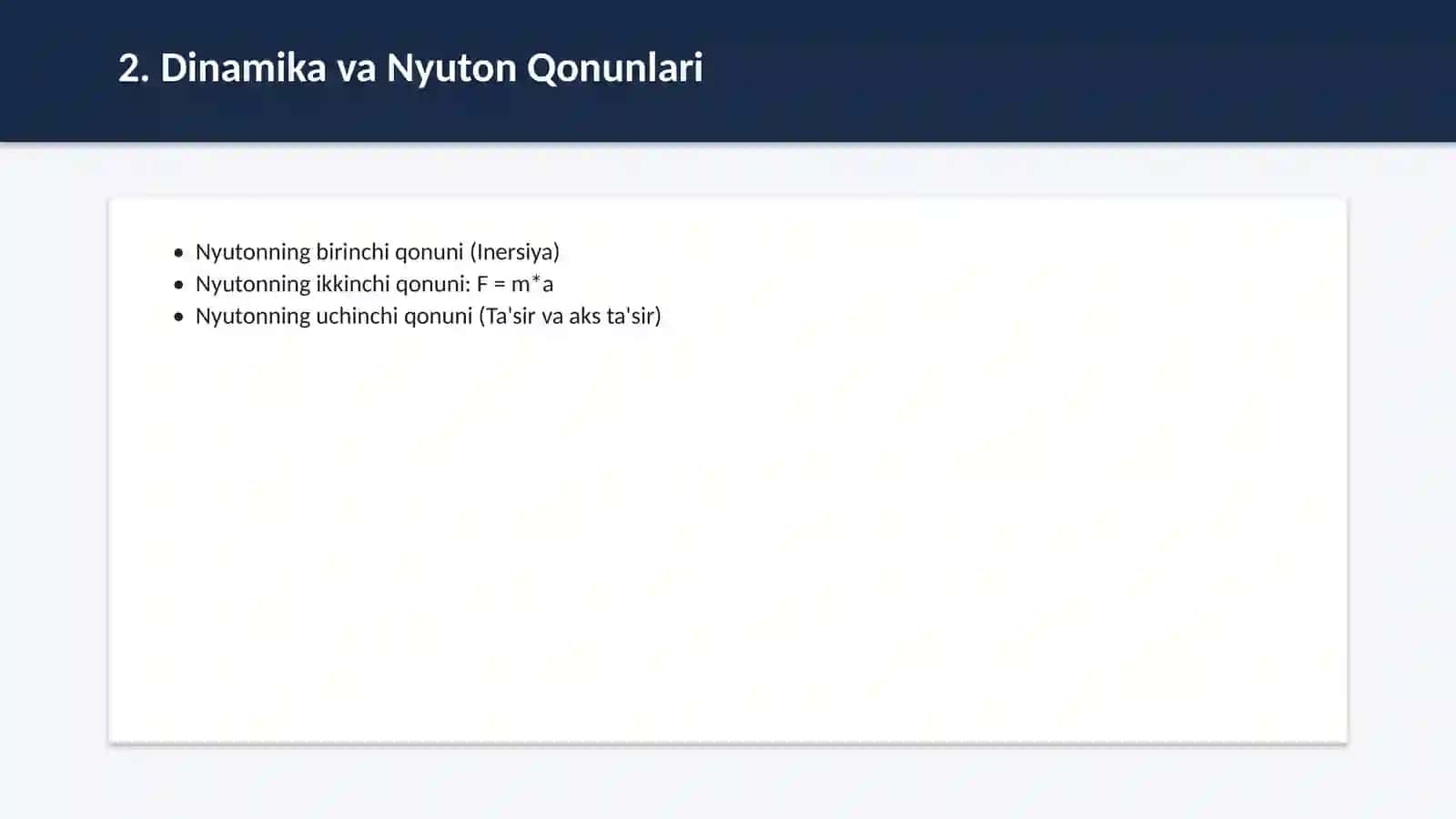 Klassik mexanika Nyuton qonunlari 3