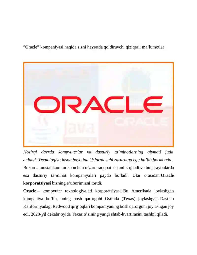 Oracle kompaniyasi 3