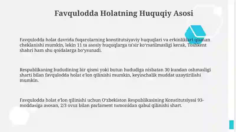 Favqulodda Holat To'g'risidagi Konstitutsiyaviy Qonuni 3