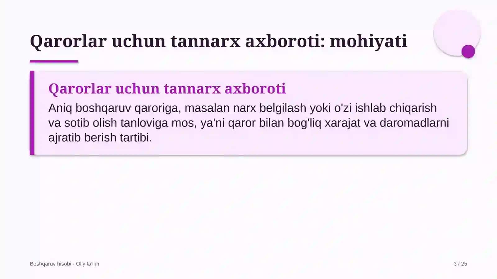 silga qarshi kurash dispanserlarida boshqaruv qarorlari uchun tannarx axborotini tayyorlash 6021 3