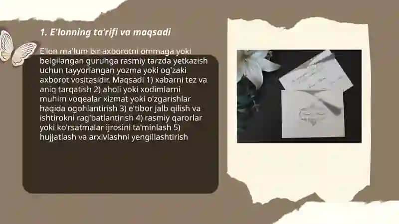 E'lon, taklifnoma, telegramma, telefonogramma, hisobot. 3
