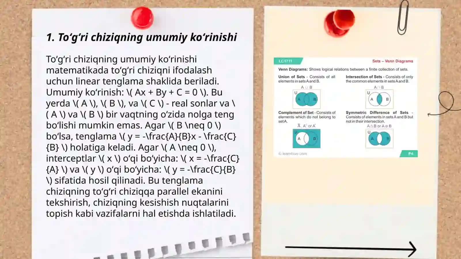 Toʻgʻri chiziqlarning kesishish nuqtasi va uni topish usullari 3