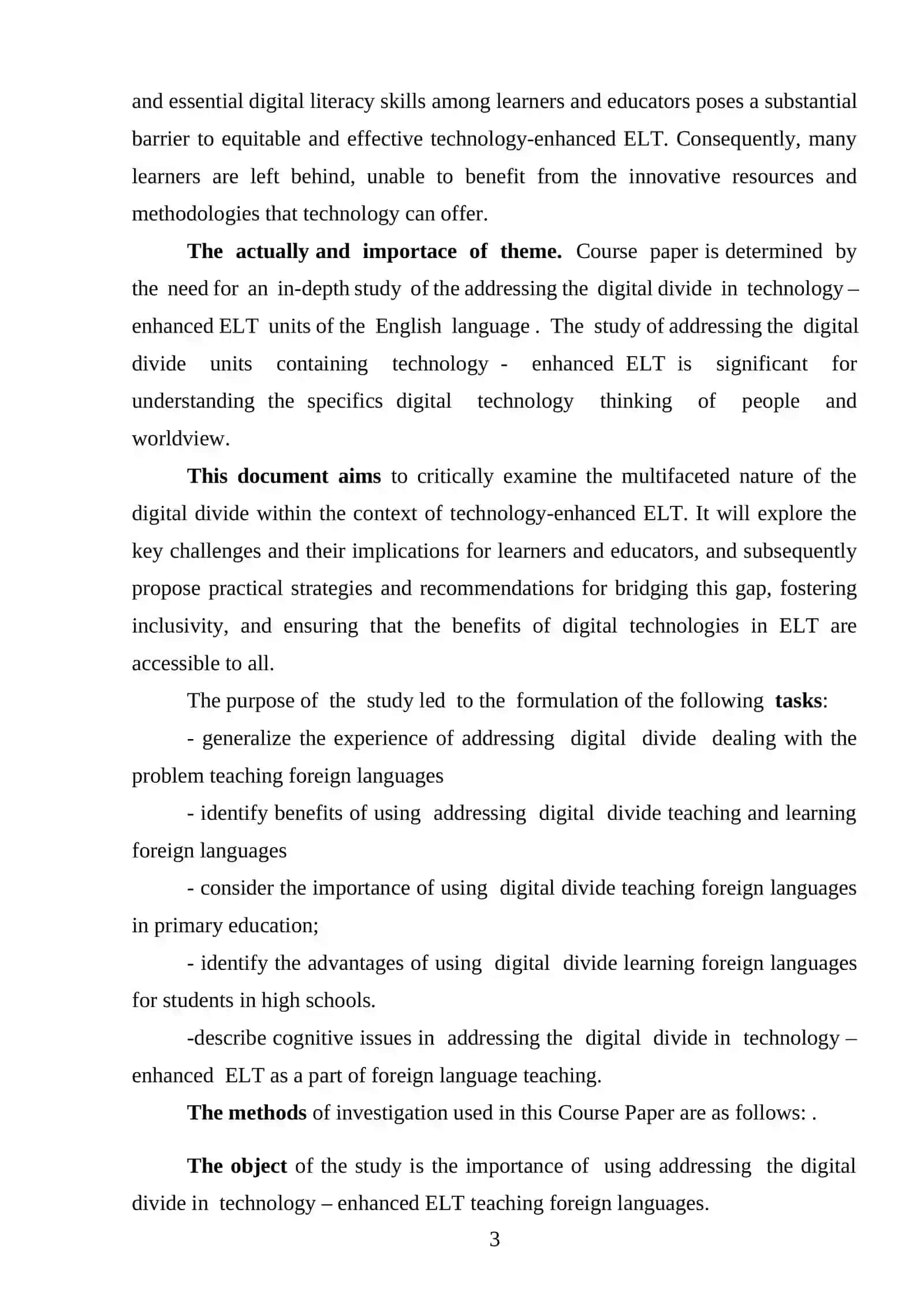 Adressing the digital divide in technology-enhanced ELT 3