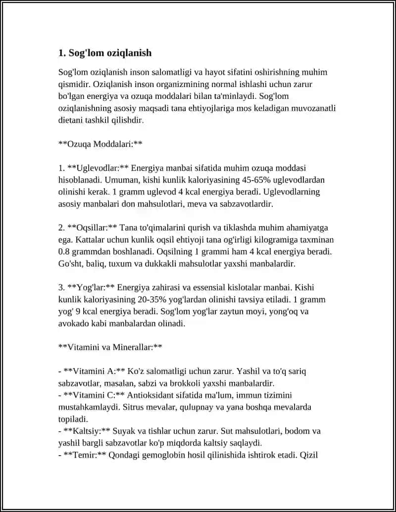 SOG'LOM TURMUSH TARZI 3