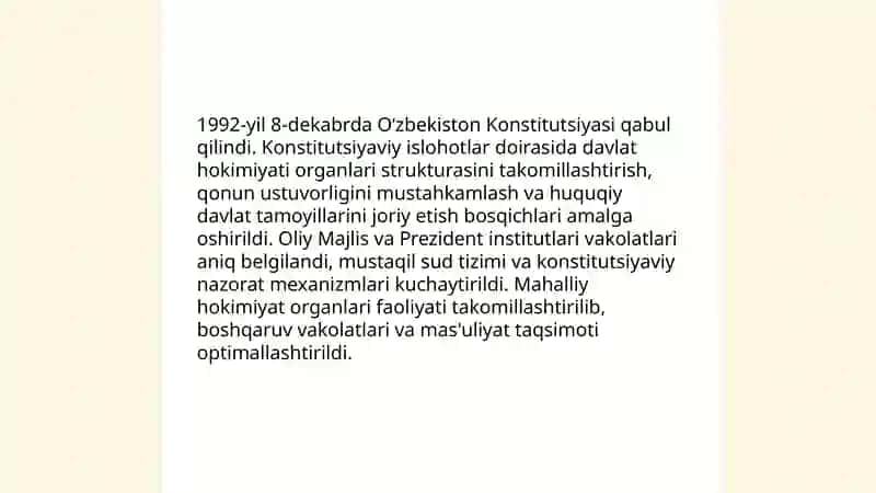 Mustaqillik yillarida davlat boshqaruvi tizimida amalga oshirilgan islohotlar 3
