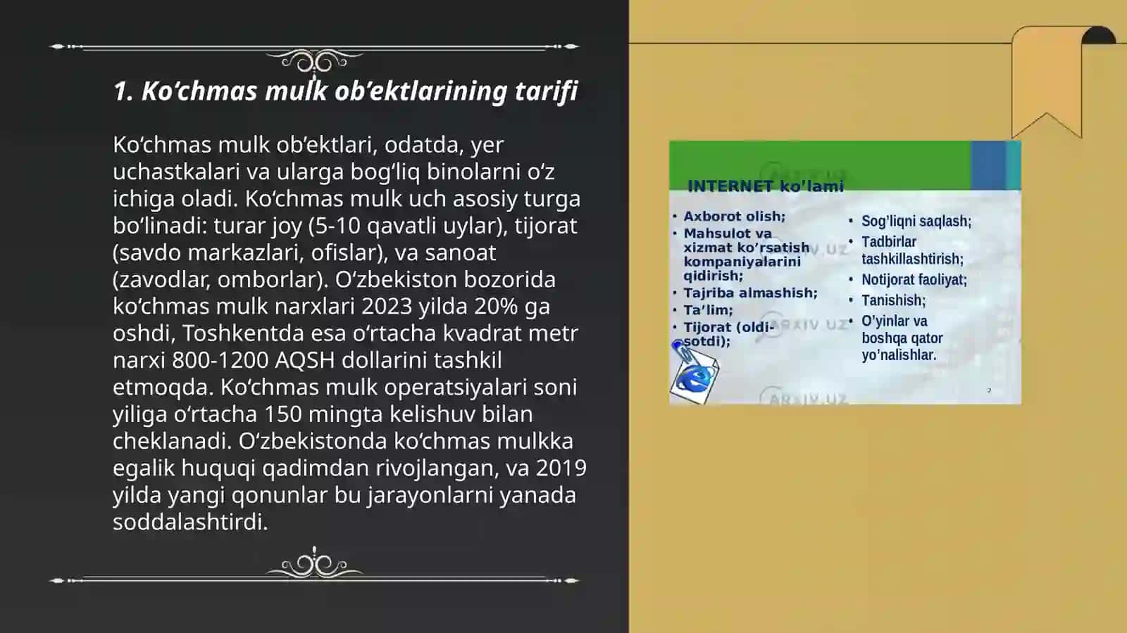 Ko‘chmas mulk ob’ektlari haqida tushuncha va uning rivojlanish tarixi 3