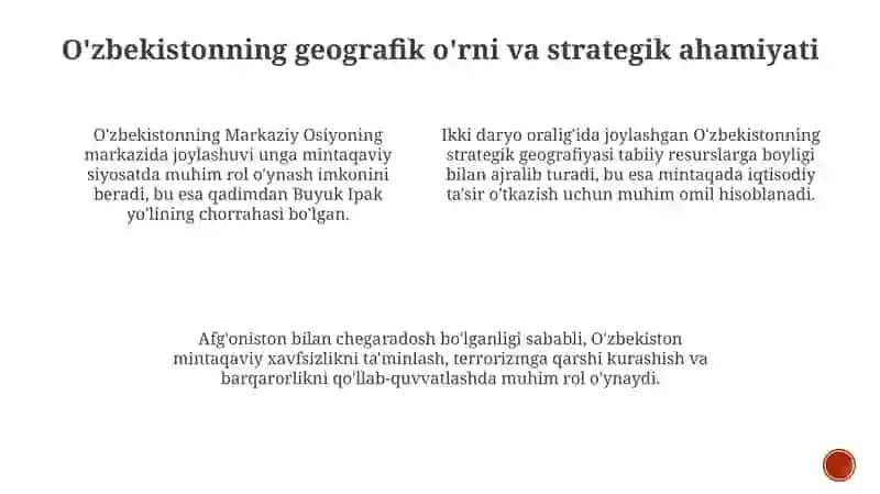 O'zbekistonning Markaziy Osiyoda tinchlik va barqarorlikni ta’minlashdagi o‘rni 3