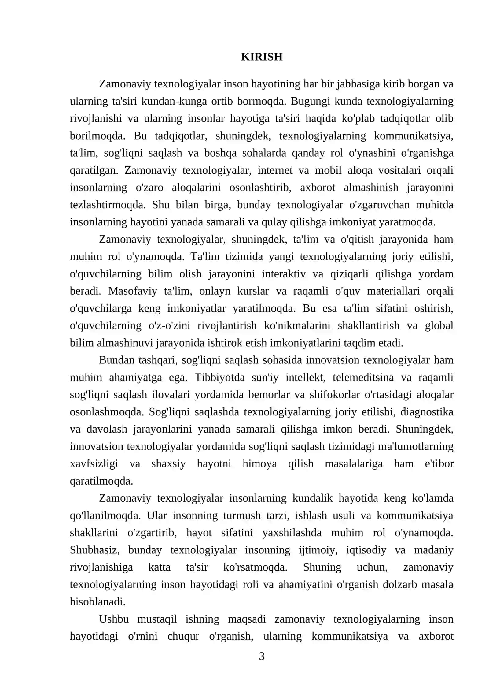 The role of modern technology in humans life 3