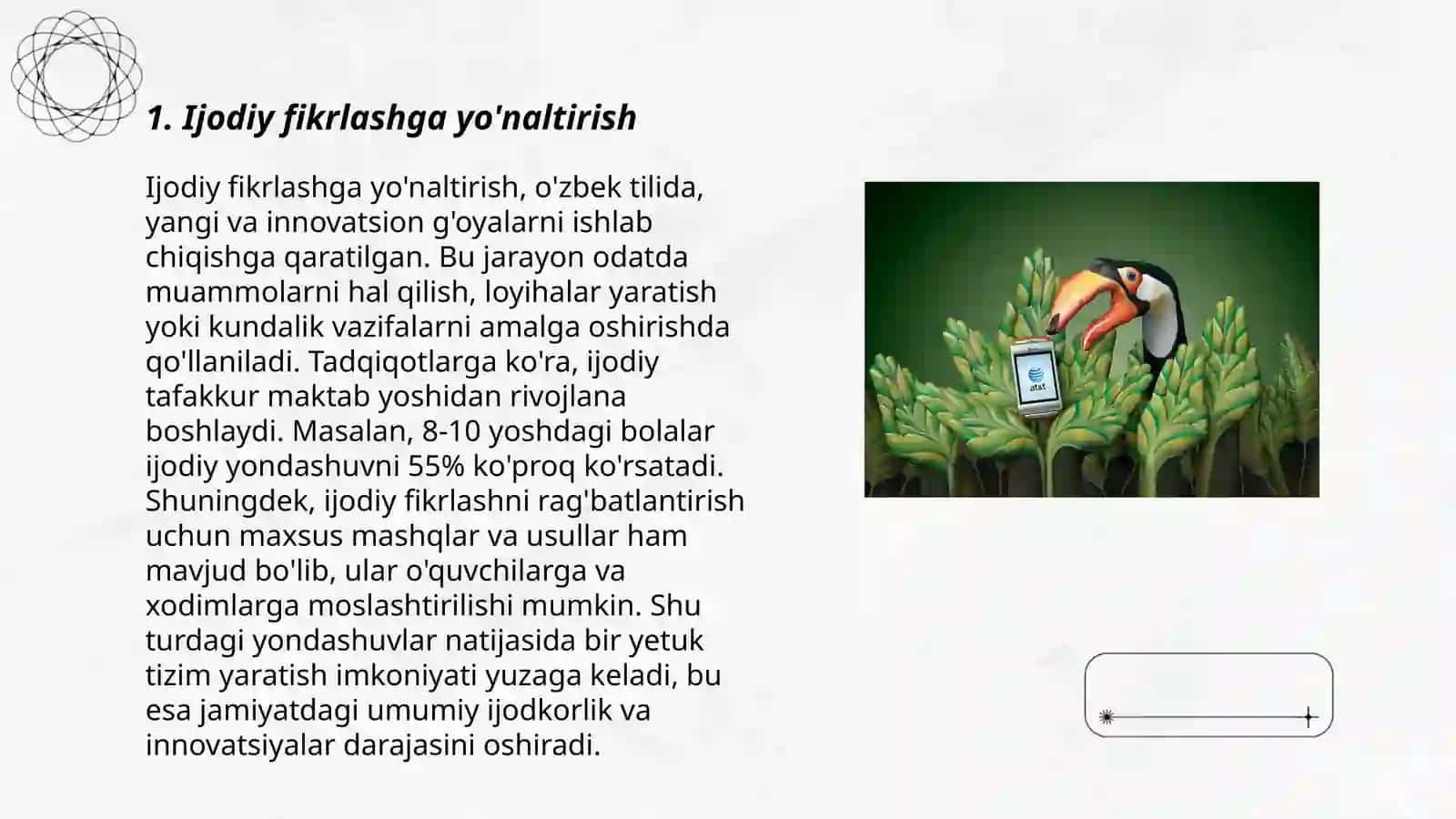 Ijodiy qobiliyatni o'stirish 3
