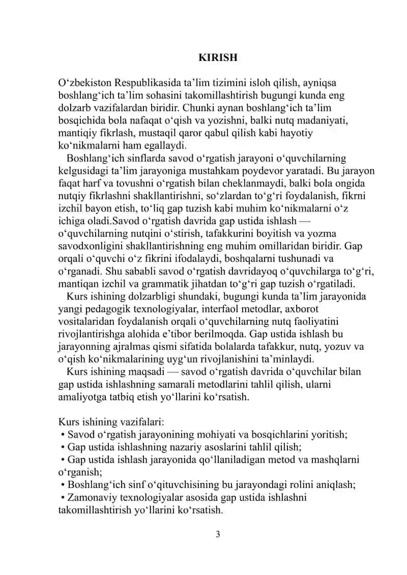 Savod o`rgatish davrida gap ustida ishlash 3