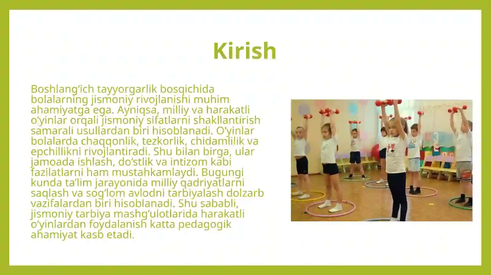 Boshlang'ich tayyorgarlik bosqichida jismoniy sifatlarni rivojlantirishda milliy va harakatli o'yinlardan foydalanish qobiliyatini shakllantirish 3