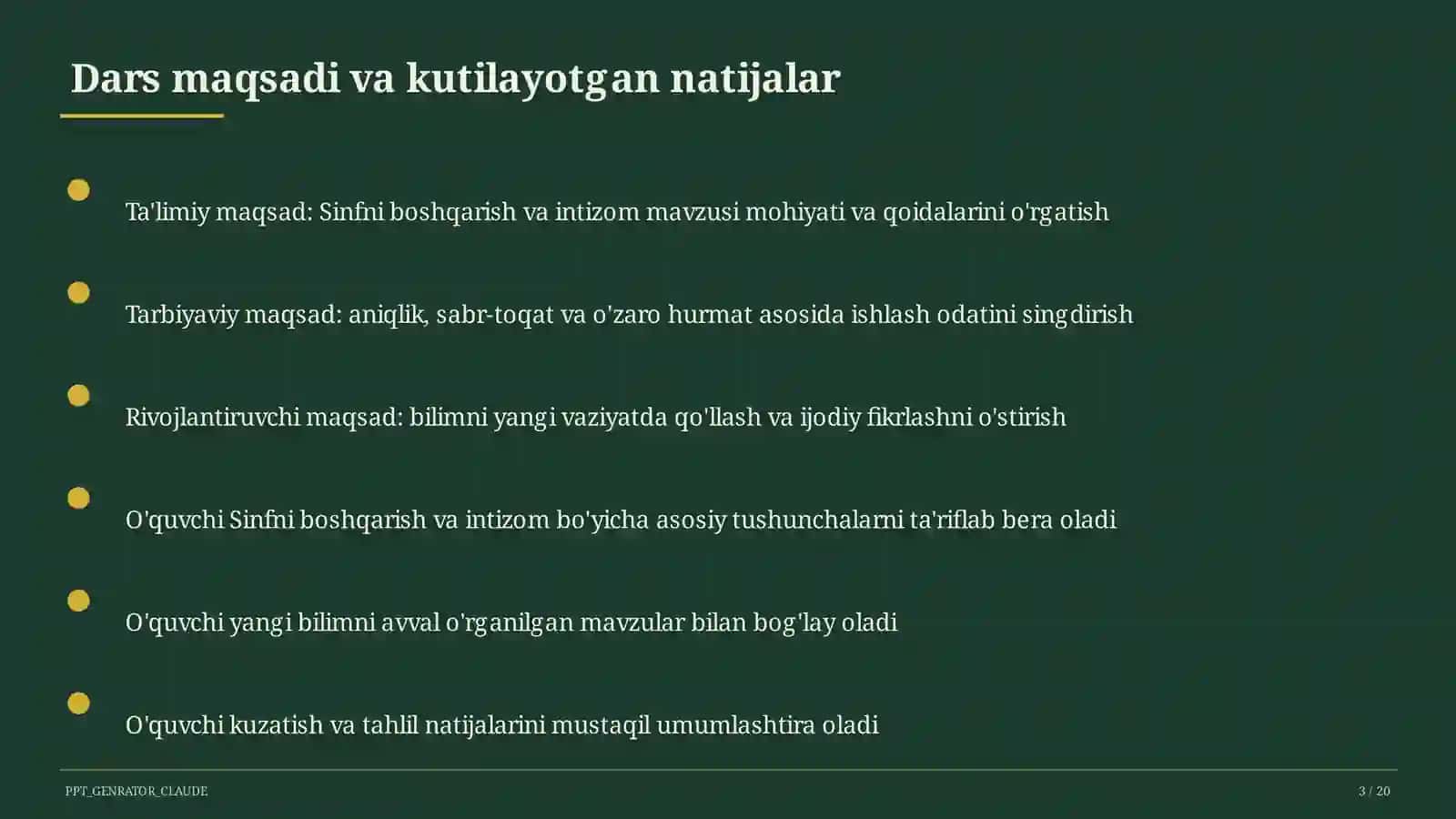 Sinfni boshqarish va intizom 3