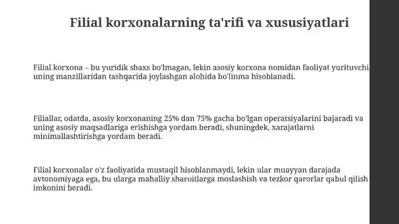 Filial korxonalarda boshqaruv tuzilmalarini tashkiliy turlari 3