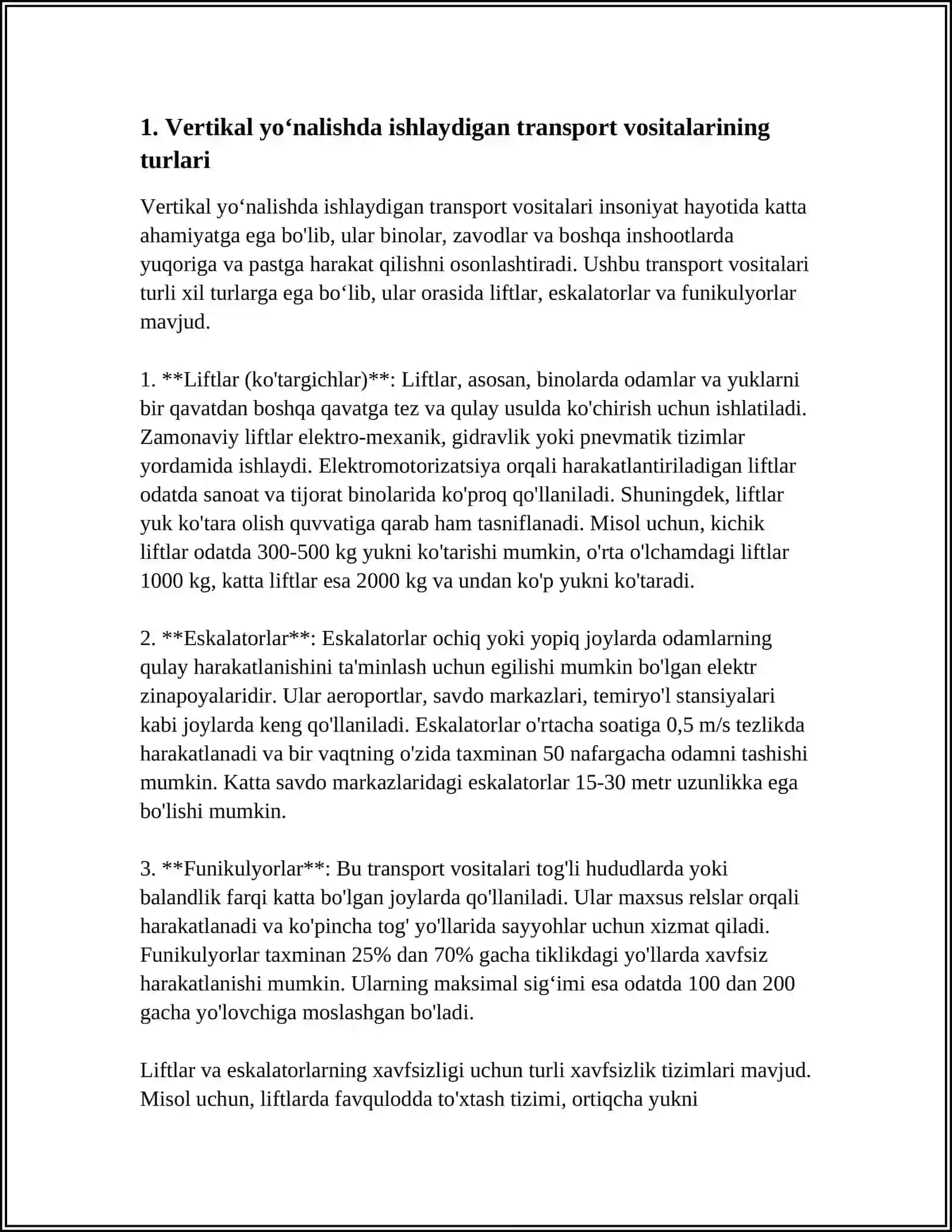 VERTIKAL YOʻNALISHDA ISHLAYDIGAN TRASPORT VOSITALARI 3