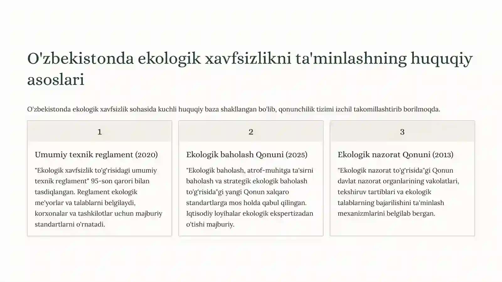 Ekologik xavfsizlik tizimi:Barqarorkelajaksariqadam 3