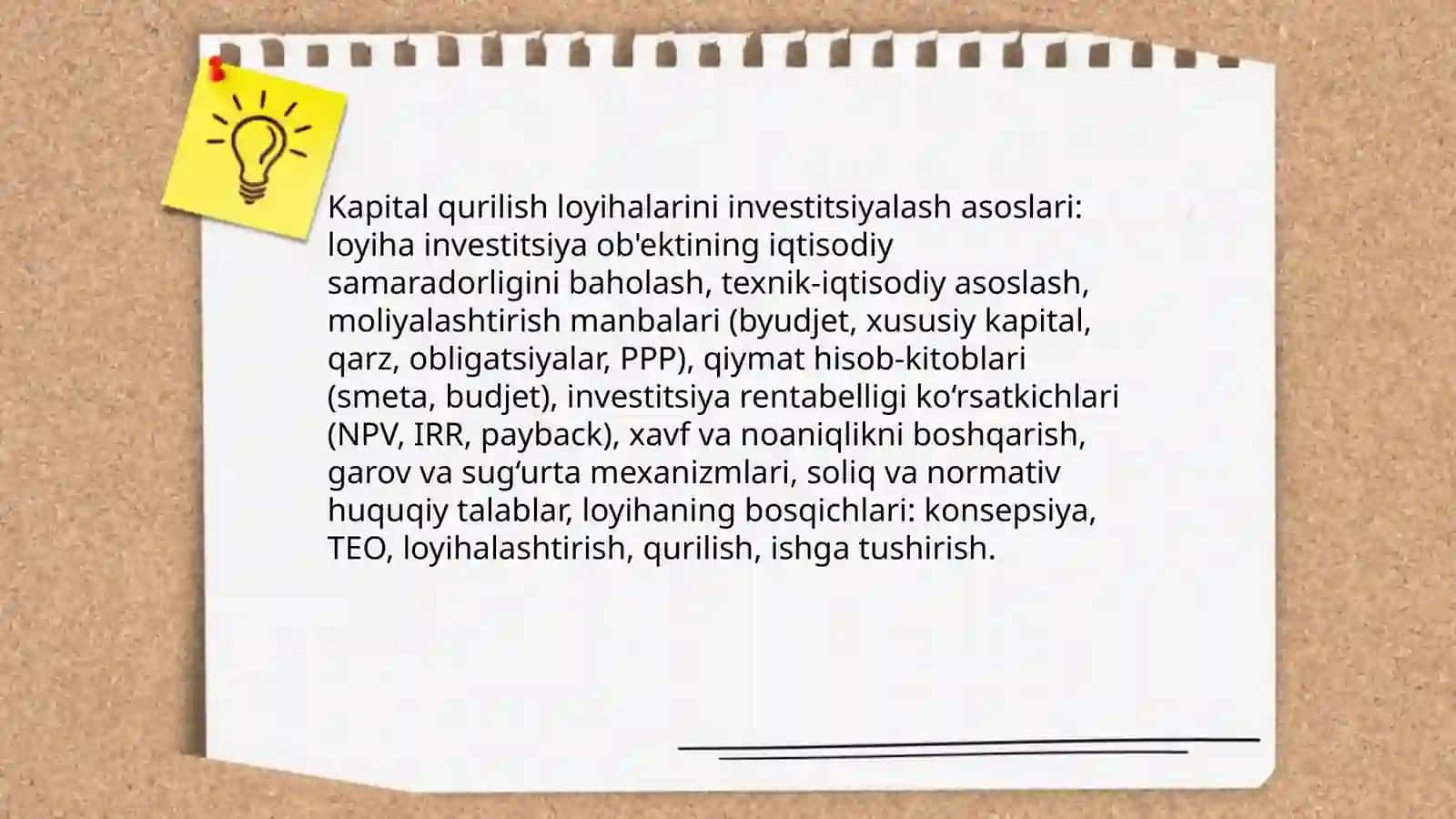 Kapital qurilish loyihalarini investitsiyalash asoslari 3