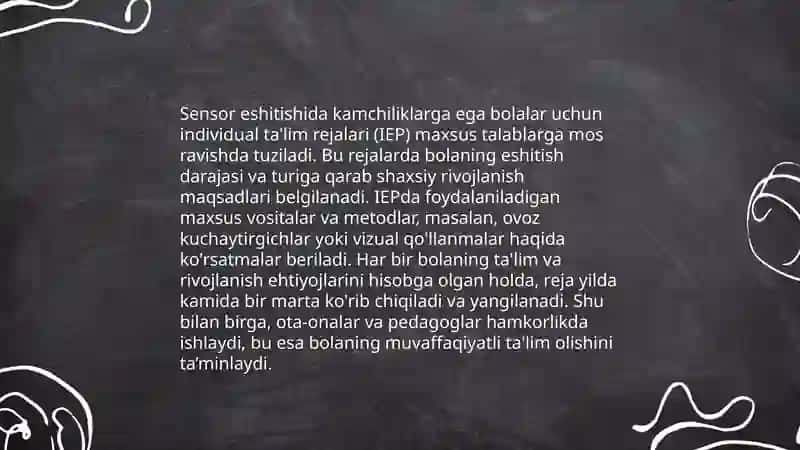 Sensor eshitishida yoki ko'rishida kamchiliklarga ega bo'lgan bolalar uchun inklyuziv ta'lim strategiyalari va ularni amalga oshirish shart-sharoitlari 3