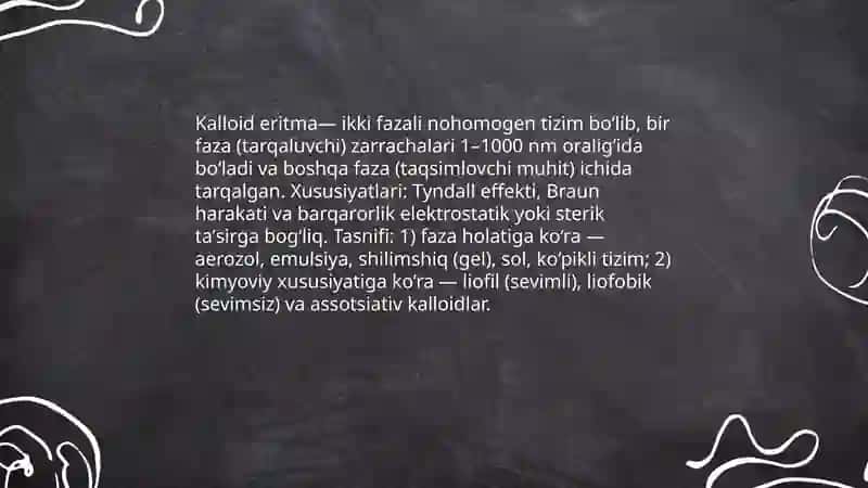 Kalloid eritmalarni olinish va xossalari 3