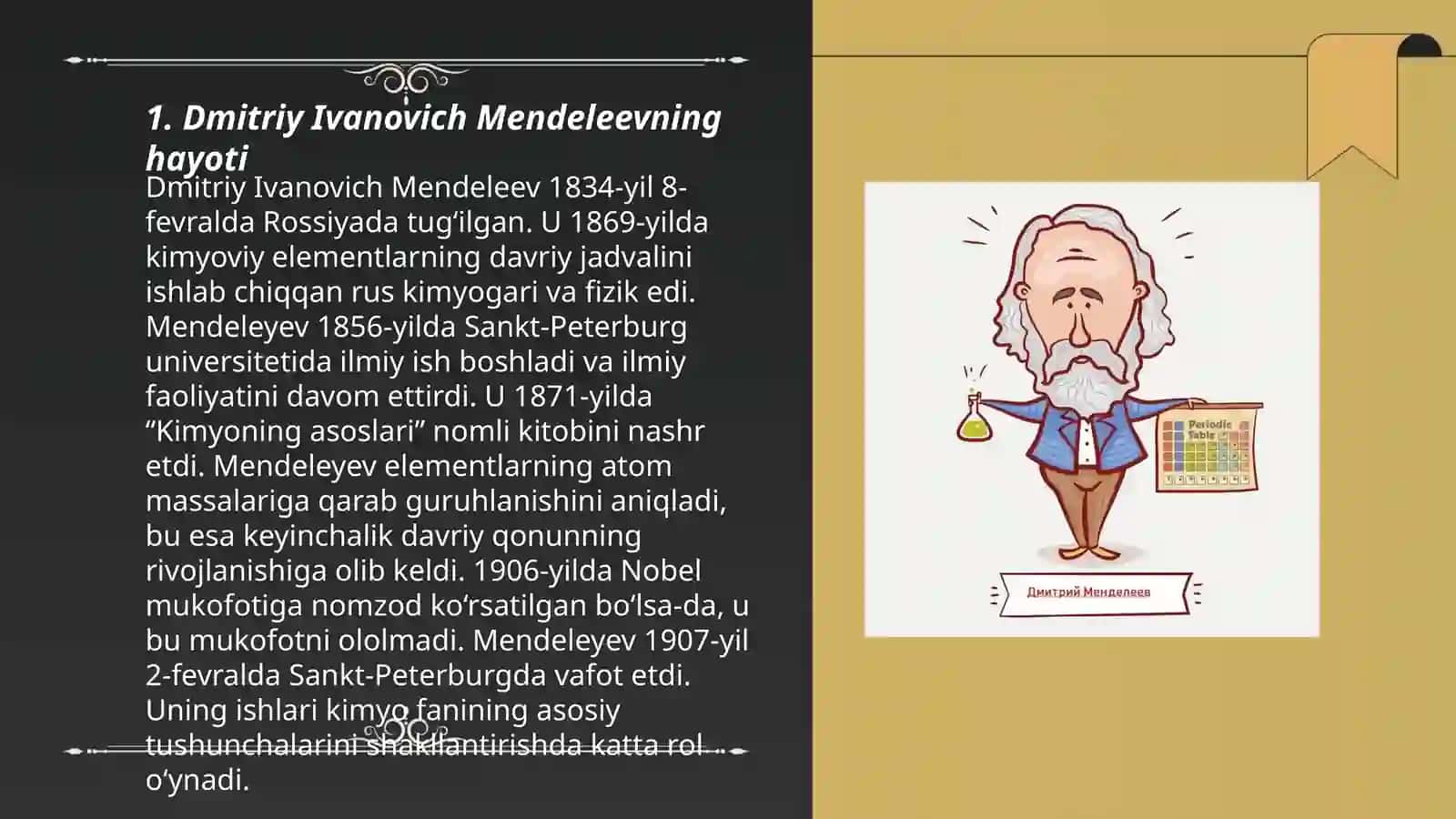 Dmitriy Ivanovich Mendeleyevning hayoti 3