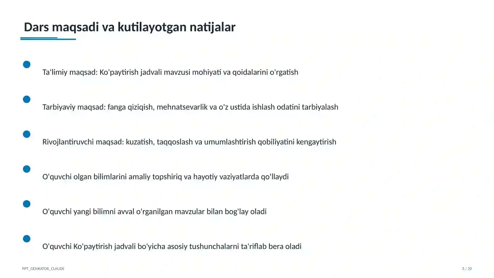 Ko'paytirish jadvali (2-sinf) 3