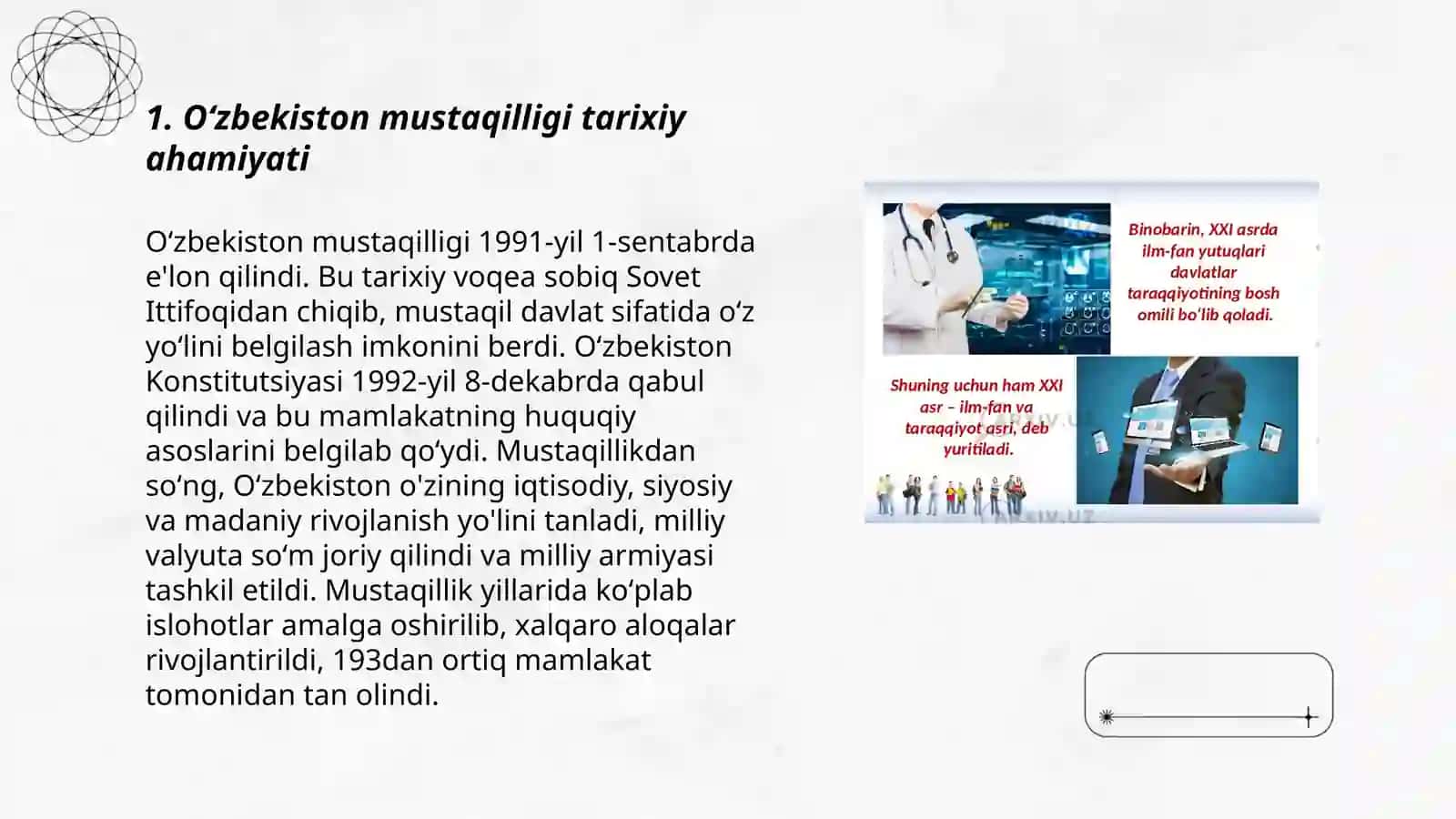Oʻzbekistonning oʻziga xos istiqlol va taraqqiyot yoʻllari 3