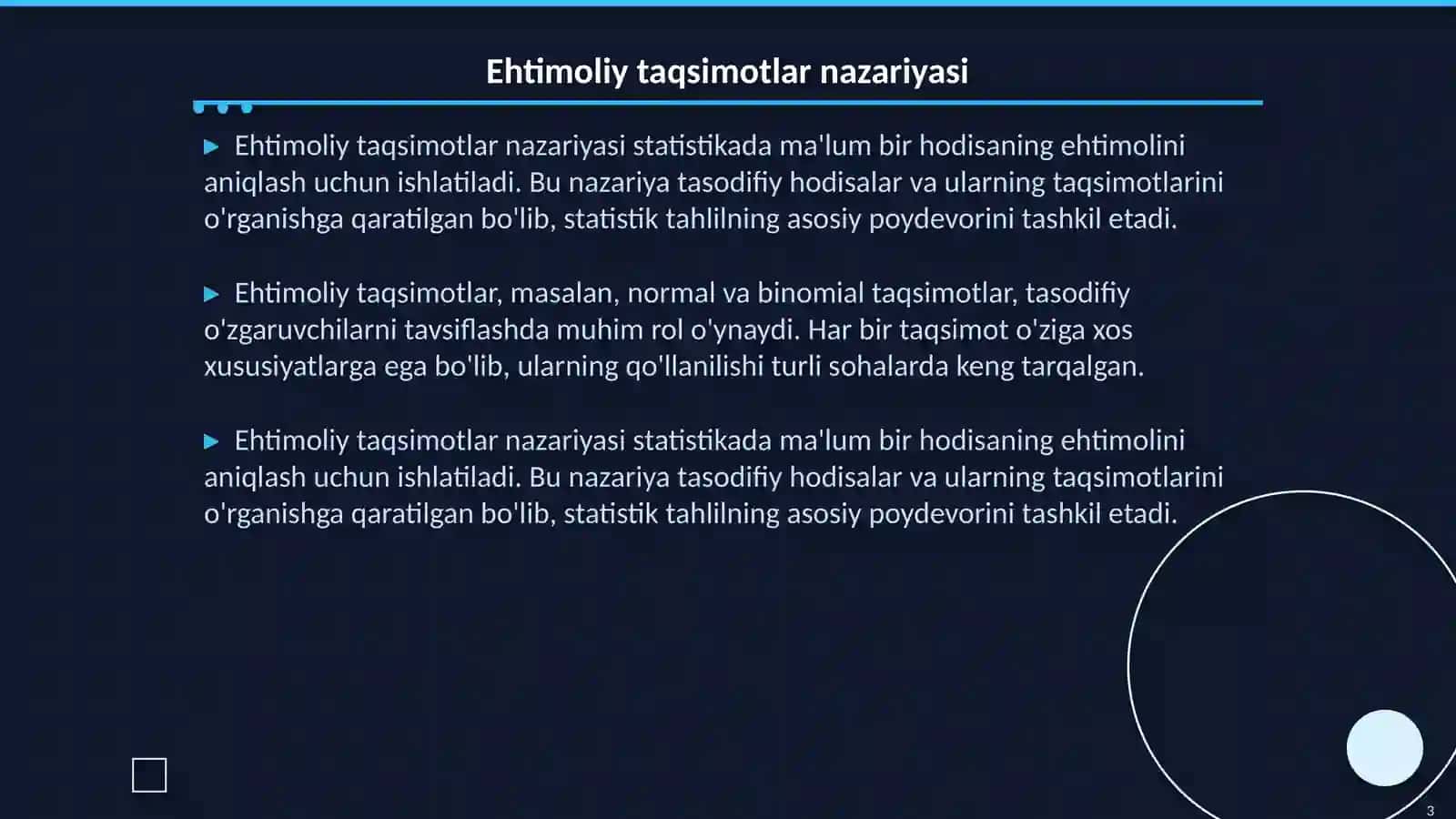 Ehtimoliy taqsimotlar turlari (normal, binomial) 3