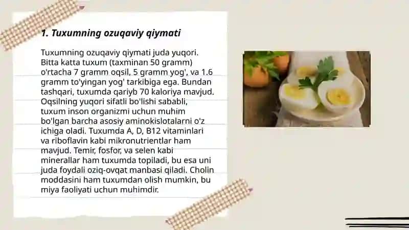 Tuxum va tuxum mahsulotlari 3