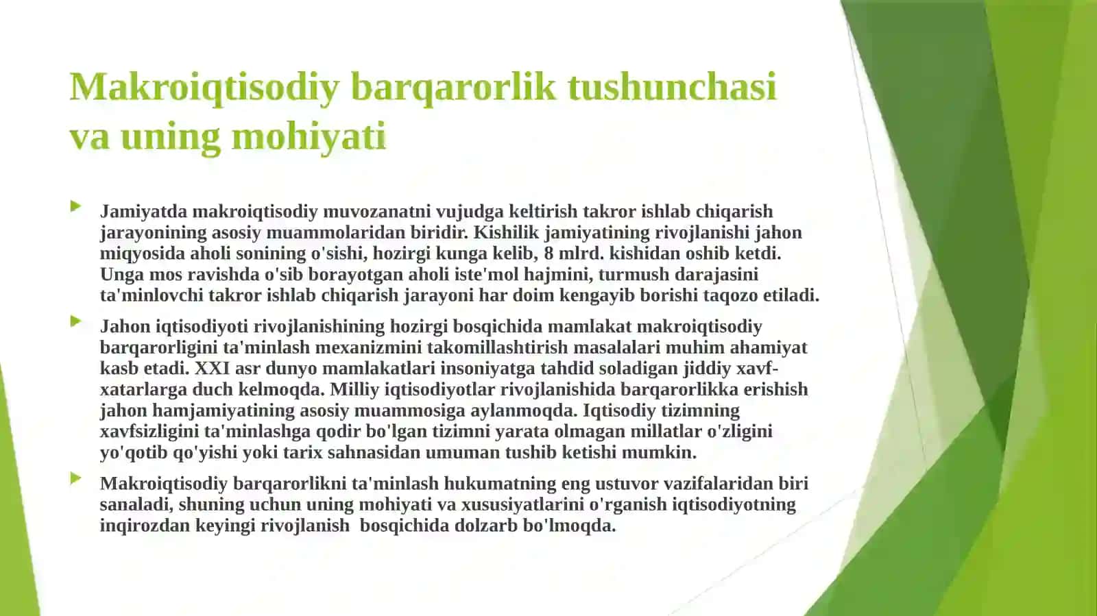 O’zbekistonda barqaror o’sishni ta'minlashning omilari va yo'llari 3