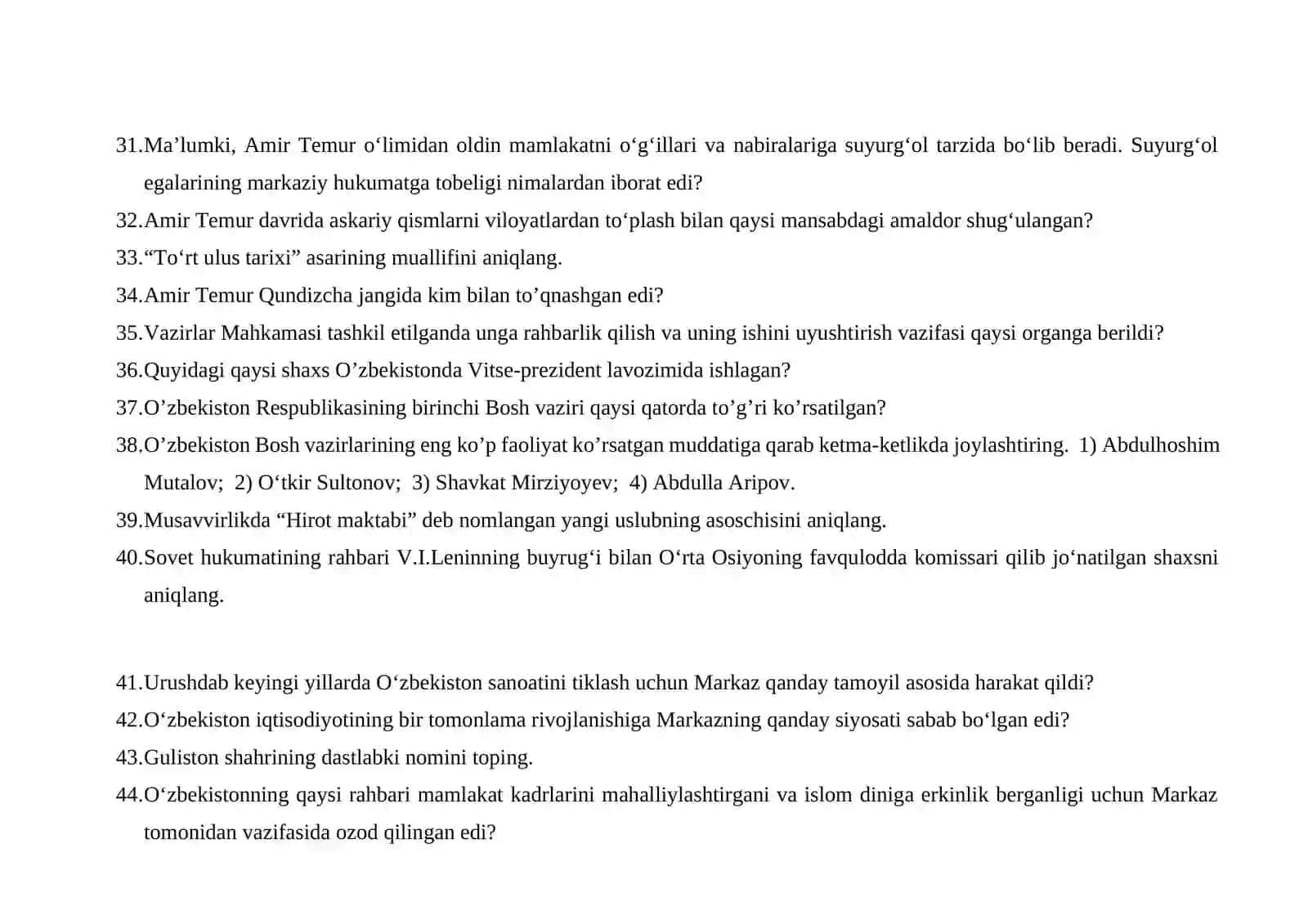 O‘zbekiston Respublikasi Prezidenti huzuridagi maslahatlashuv organi qaysi javobda to‘g‘ri berilgan? 3