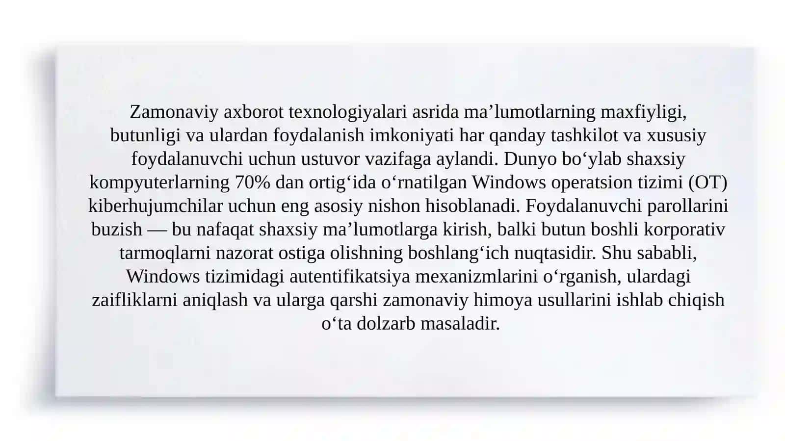 Windows operatsion tizimlaridagi foydalanuvchi parollarini  buzish usullari va ularga qarshi chora tadbirlar 3