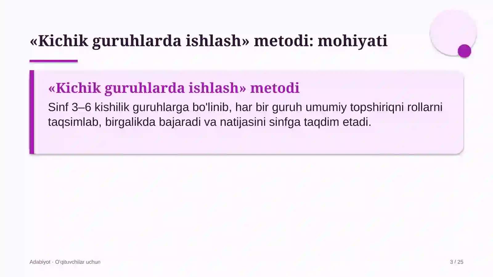 adabiyot darslarida kichik guruhlarda ishlash metodidan foydalanish 4363 3