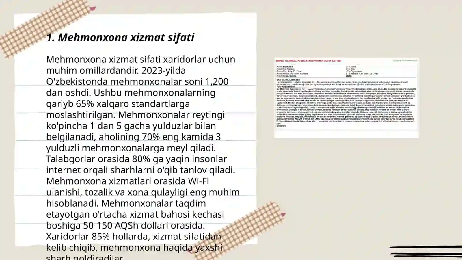 Mehmonxonada xizmatlarni baholash va boshqarish 3