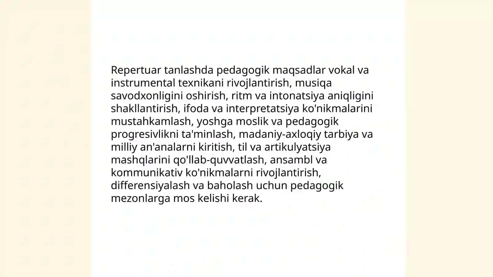 Repertuar tanlashda pedagogik maqsadlar 3