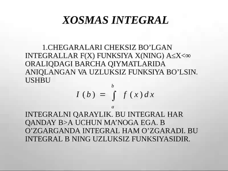 Xosmas integrallar 3