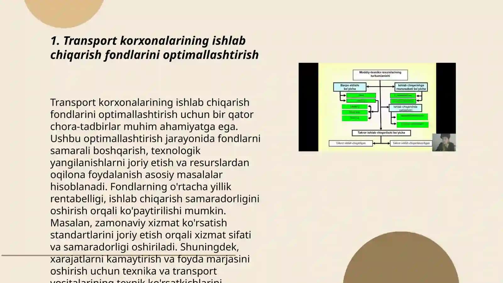 Transport korxonasining asosiy ishlab chiqarish fondlaridan foydalanish samaradorligi 3